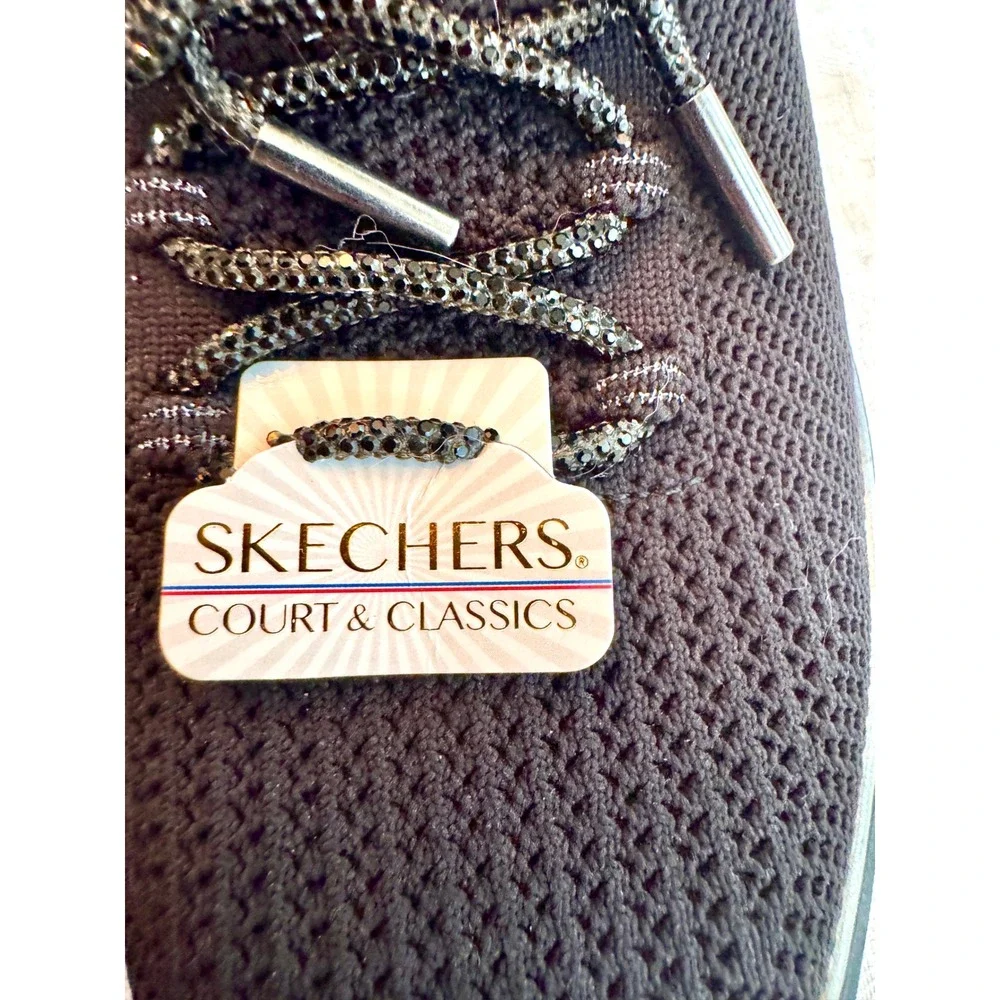 Skechers Slip-ins Court & Classics Black Rhinestone Sneakers 185270 Womens 10